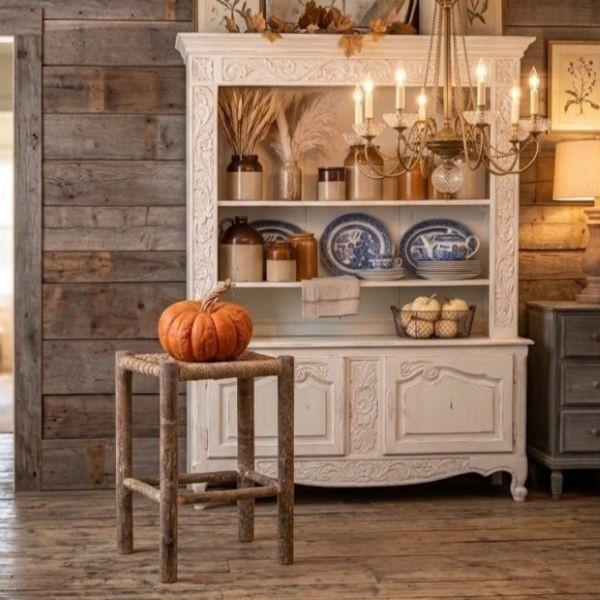 Casual Farmhouse Distressed Stool | Antique Farm House