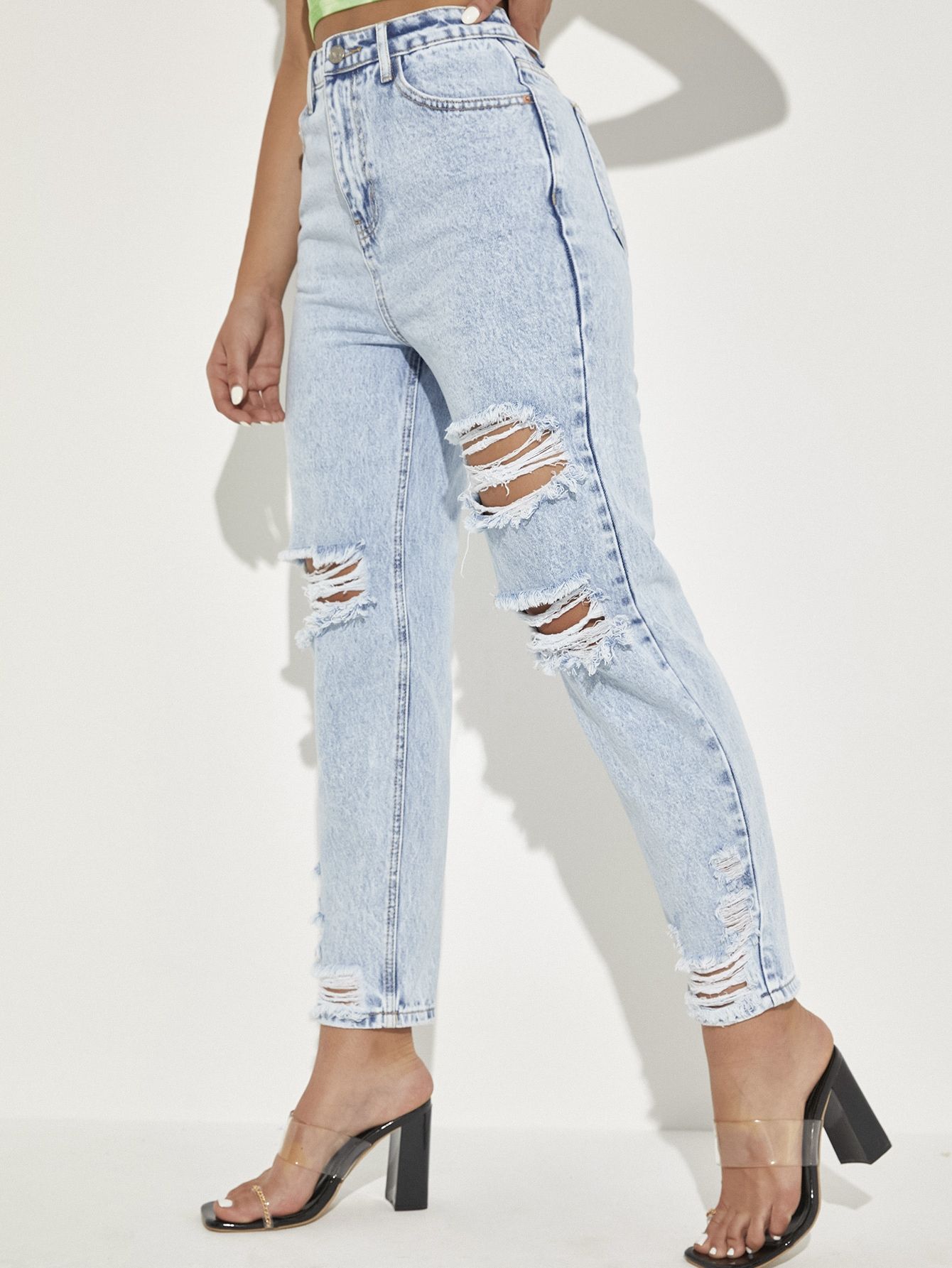 High Waist Ripped Skinny Jeans | SHEIN