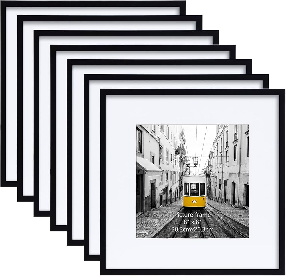 Giftgarden Black 12x12 Picture Frame Set of 7, Matted to 8x8 with Mat or 12 x 12 without Mat, Mul... | Amazon (US)