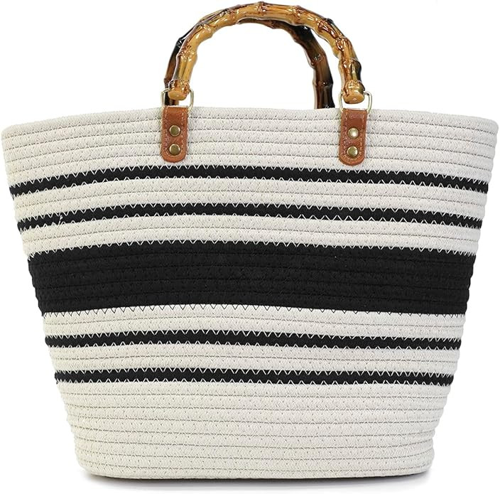 Straw Tote Bag for Women Woven Hobo Handbag Shoulder Bag Satchel Fashion Beach Bag Large Top Hand... | Amazon (US)