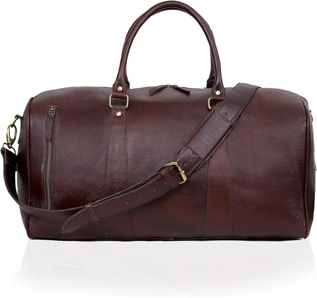 Leather Travel Duffle Bags for Men & Women - Premium 21" Mens Weekender Overnight Leather Gym Bag... | Amazon (US)