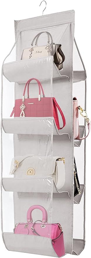 AARAINBOW 2 Packs Hanging Handbag Purse Organizer,Breathable Polyester Fiber+PVC Handbag Organize... | Amazon (US)