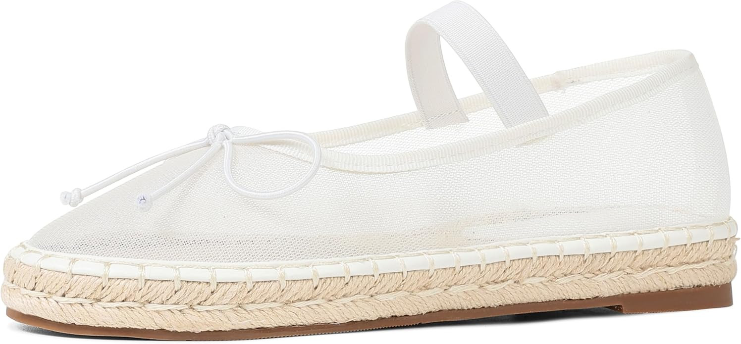 AMINUGAL Raffia Ballet Flats Shoes for Women Dressy Comfortable Woven Straw Women's Flat with Ela... | Amazon (US)