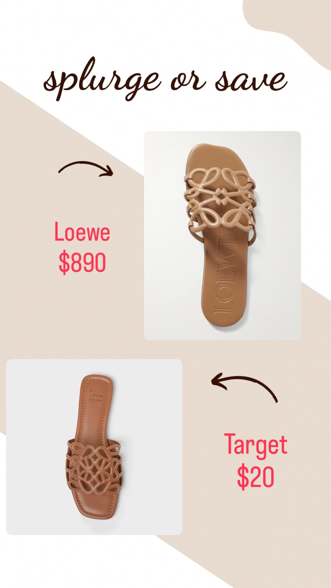 Splurge or save! 
The Loewe petal sandal is $890, but the Target version is $20! 
Sandals 
Summer shoes 
Look for less

#LTKootd #LTKSaleAlert