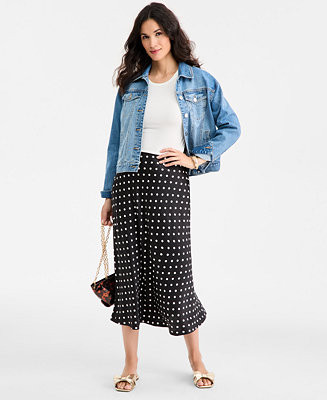 Women's Dot-Print Midi Skirt, Macy's Exclusive | Macy's