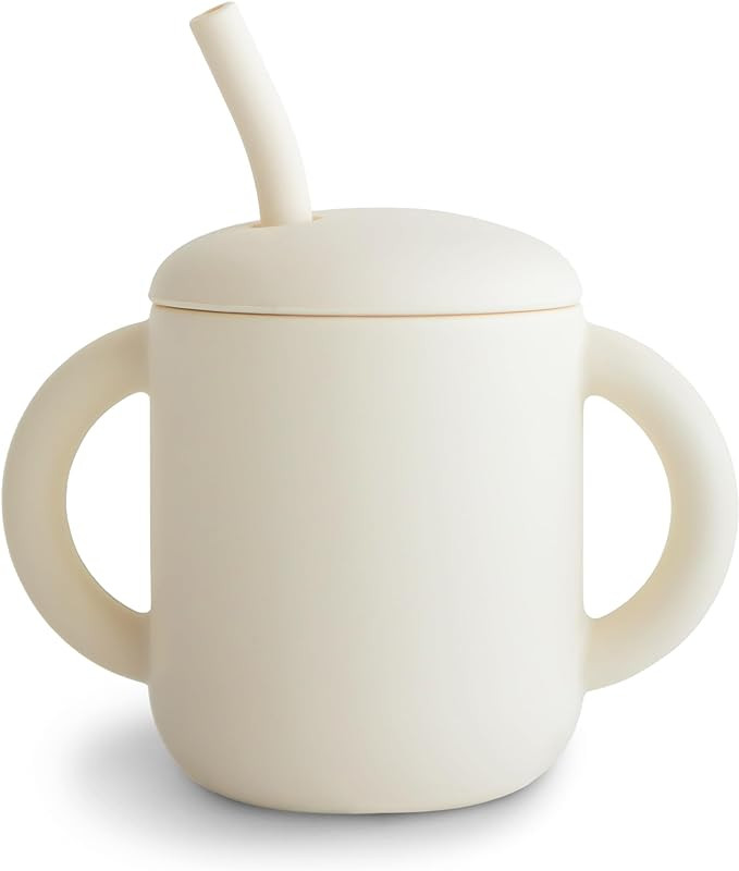 mushie 100% Silicone Training Cup & Straw for Toddlers | 6 Months+ (Ivory) | Amazon (US)
