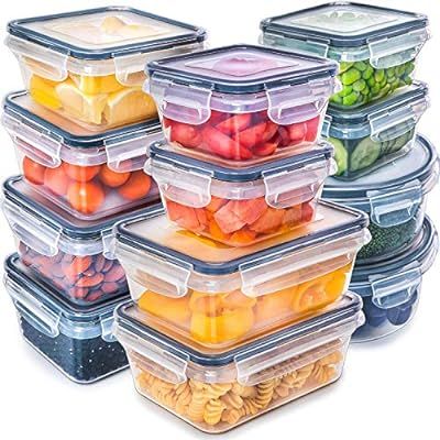Fullstar (12 Pack) Food Storage Containers with Lids - Black Plastic Food Containers with Lids - ... | Amazon (US)