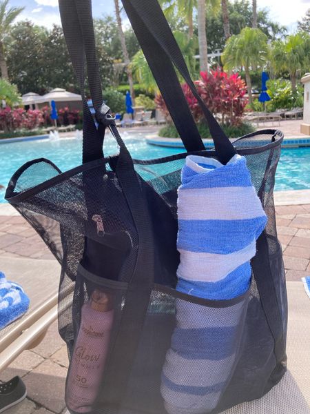I love this mesh beach pool tote back! It’s perfect for folding up & storage in your luggage for traveling with. 

#LTKsalealert #LTKfindsunder50 #LTKswim