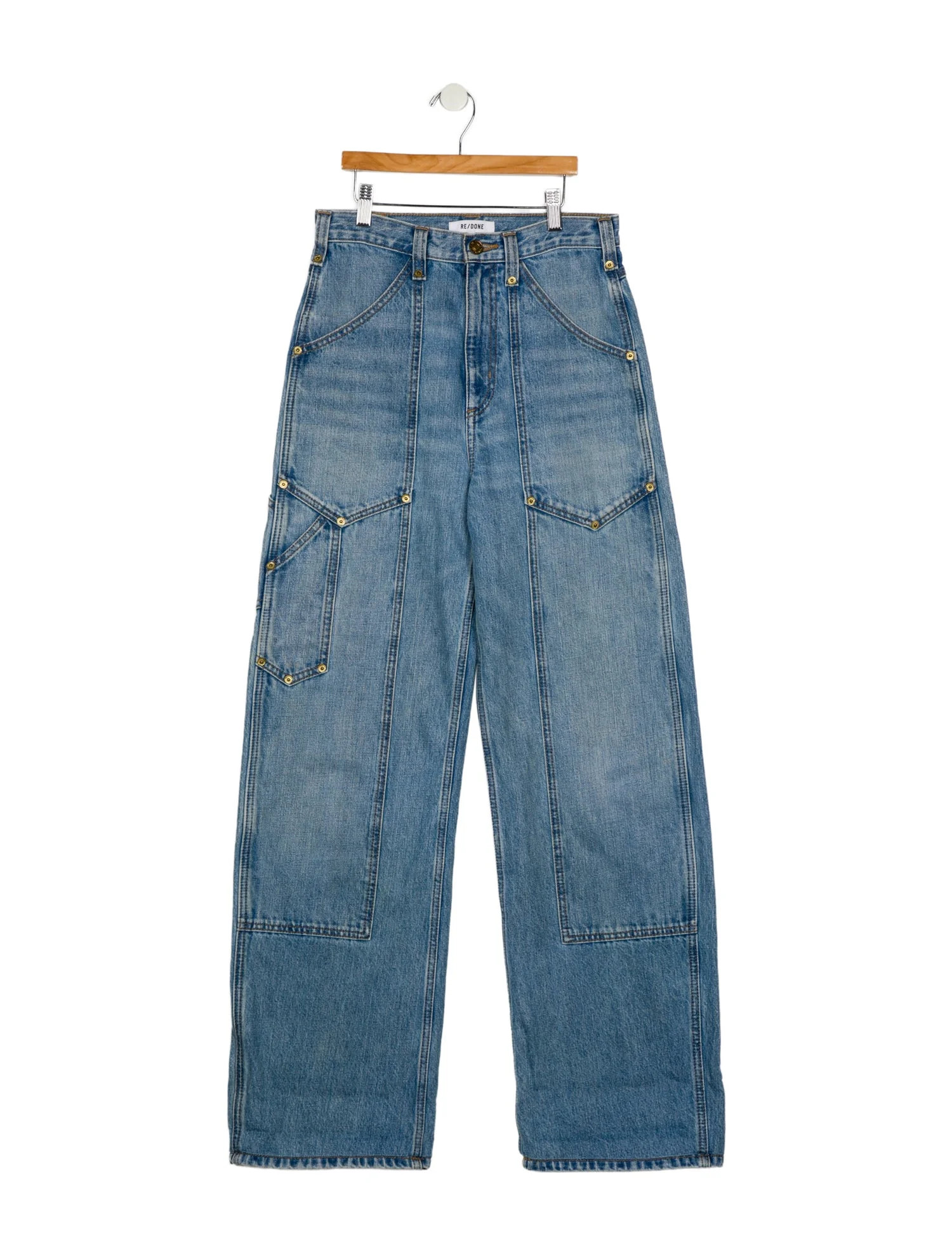 RE/DONE High-Rise Straight Leg Jeans - 13" Rise, Blue Jeans, Clothing - WREDN100741 | The RealRea... | The RealReal