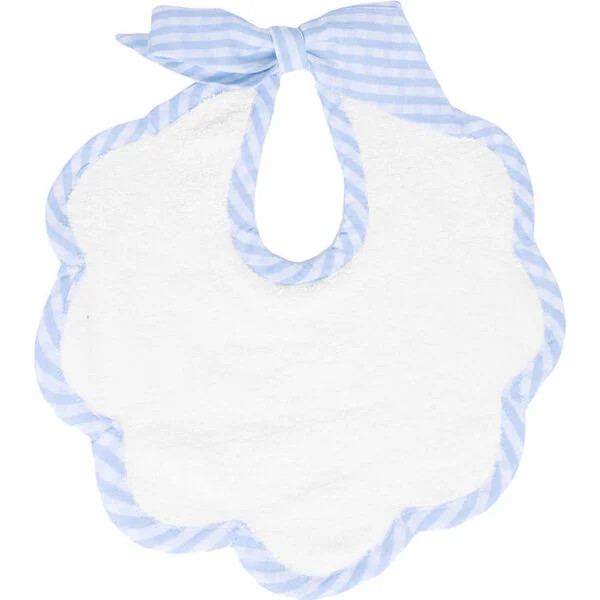 Scalloped Bib, Pale Blue Gingham | Maisonette