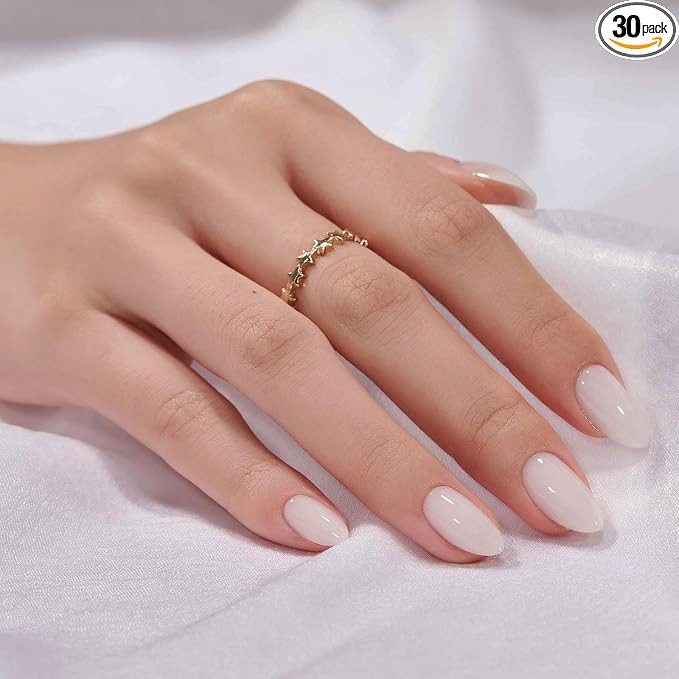 BTArtbox White Press On Nails Short - Soft Gel Press on Nails Almond, White Glue on Nails with Na... | Amazon (US)