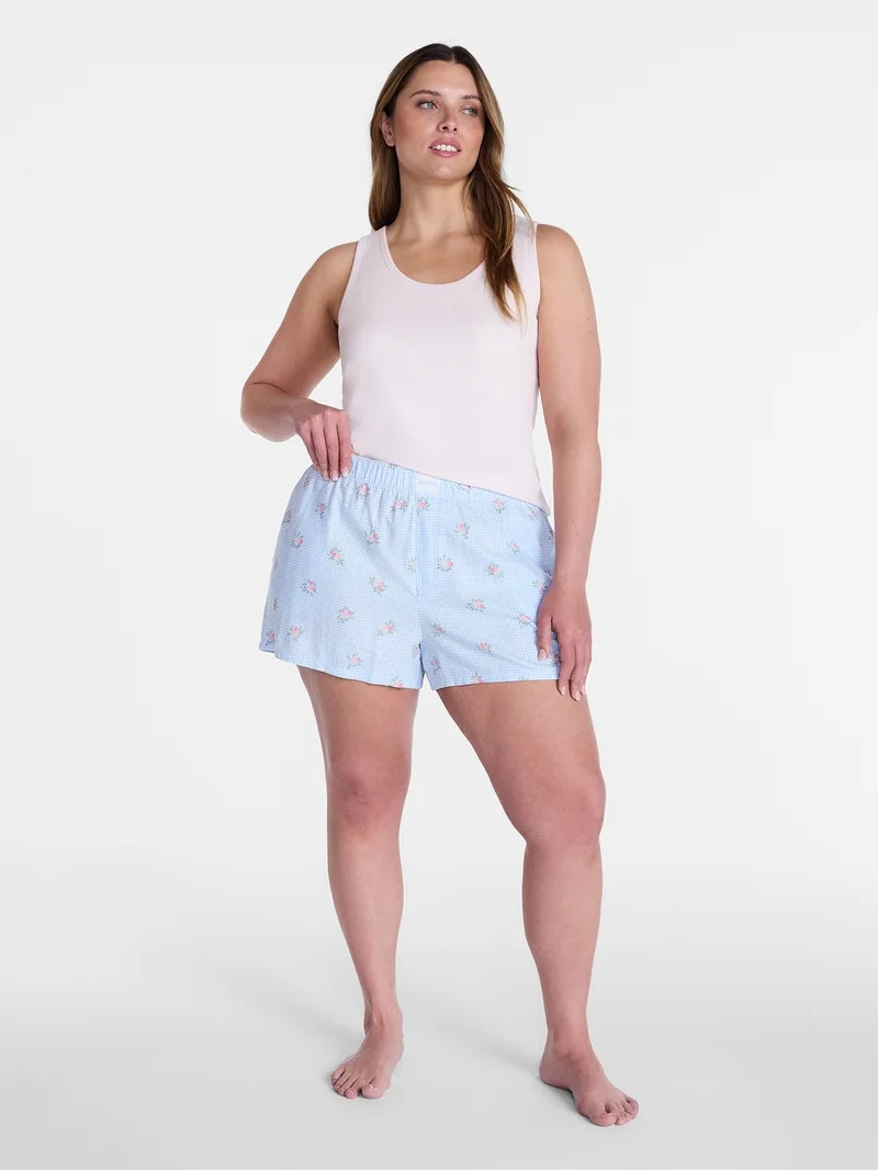 Joyspun Women's Woven Pajama Boxer Shorts, 3'' Inseam, Sizes XS-2X | Walmart (US)