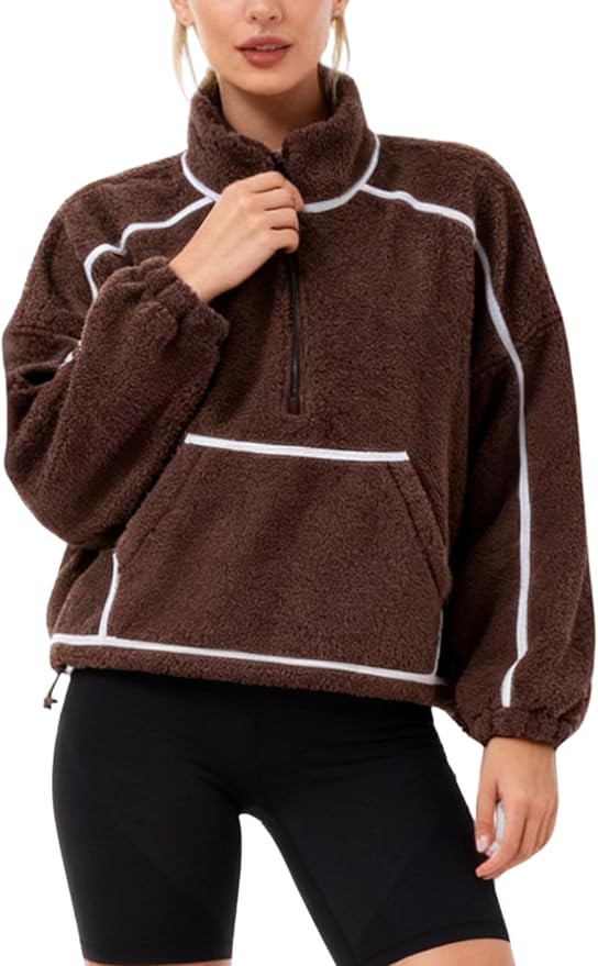 AMEBELLE Fleece Jacket Quarter Zip Pullover Women Warm Fuzzy Oversized Sweatshirt Lightweight Cas... | Amazon (US)