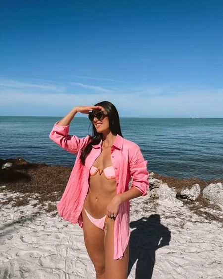 Pink bikini - pink swim cover - coverups - vacation outfits - beach chic - resort wear - Amazon sunglasses - resort finds - revolve 

#LTKstyletip #LTKtravel #LTKswim