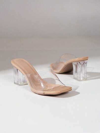 Fashion Sandals For Women, Clear Chunky Heeled Mule Sandals,Spring Summer Outfits | SHEIN