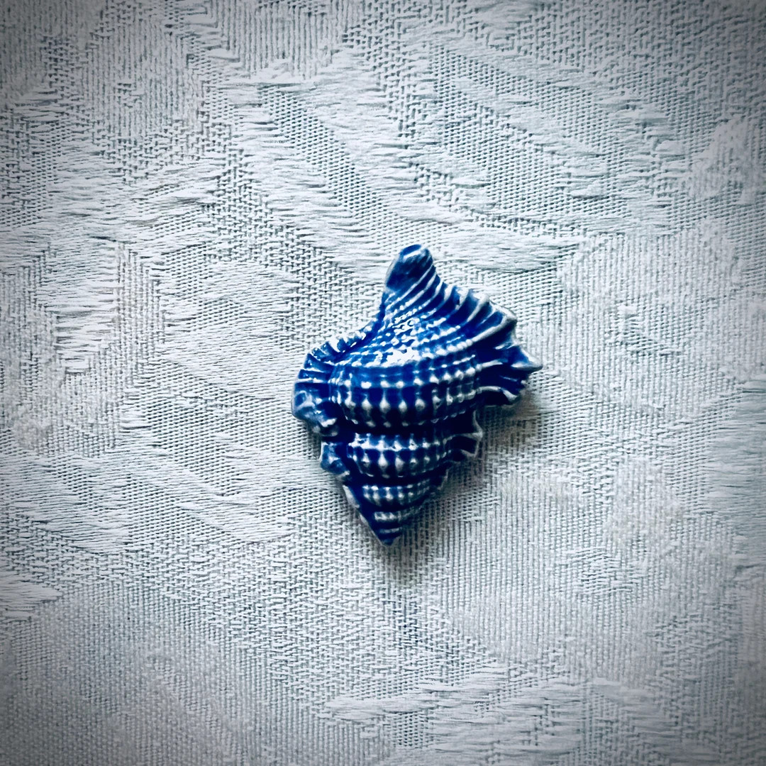 Blue Ceramic Shell for Mosaic Seascape Art, Mixed Media & Sea Life Shower Wall, Hand Painted Tile... | Etsy (US)