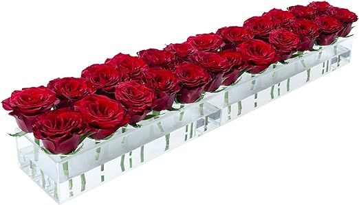 LOYWREE 2 Pack Flower Vase Acrylic Rectangular Floral Centerpiece for Dining Table - Total 24 Inc... | Amazon (US)