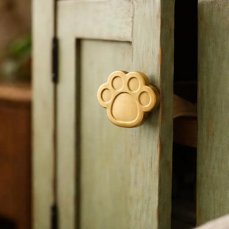 Brass Paw Print Cabinet Knob: Modern Gold Drawer Pull, cabinets, and home décor. | Etsy (Global)
