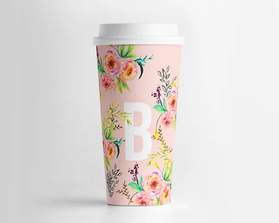 Floral Personalized Coffee Tumbler Double Walled Plastic Tumbler Travel Mug Work Gift Mug 16oz Sp... | Etsy (US)