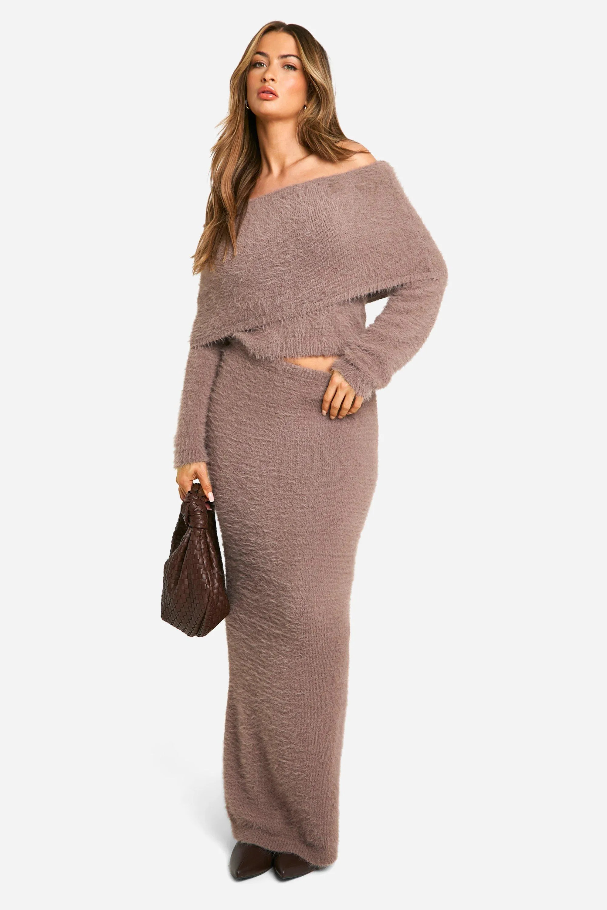 Fluffy Knitted Maxi Skirt | boohoo (US & Canada)