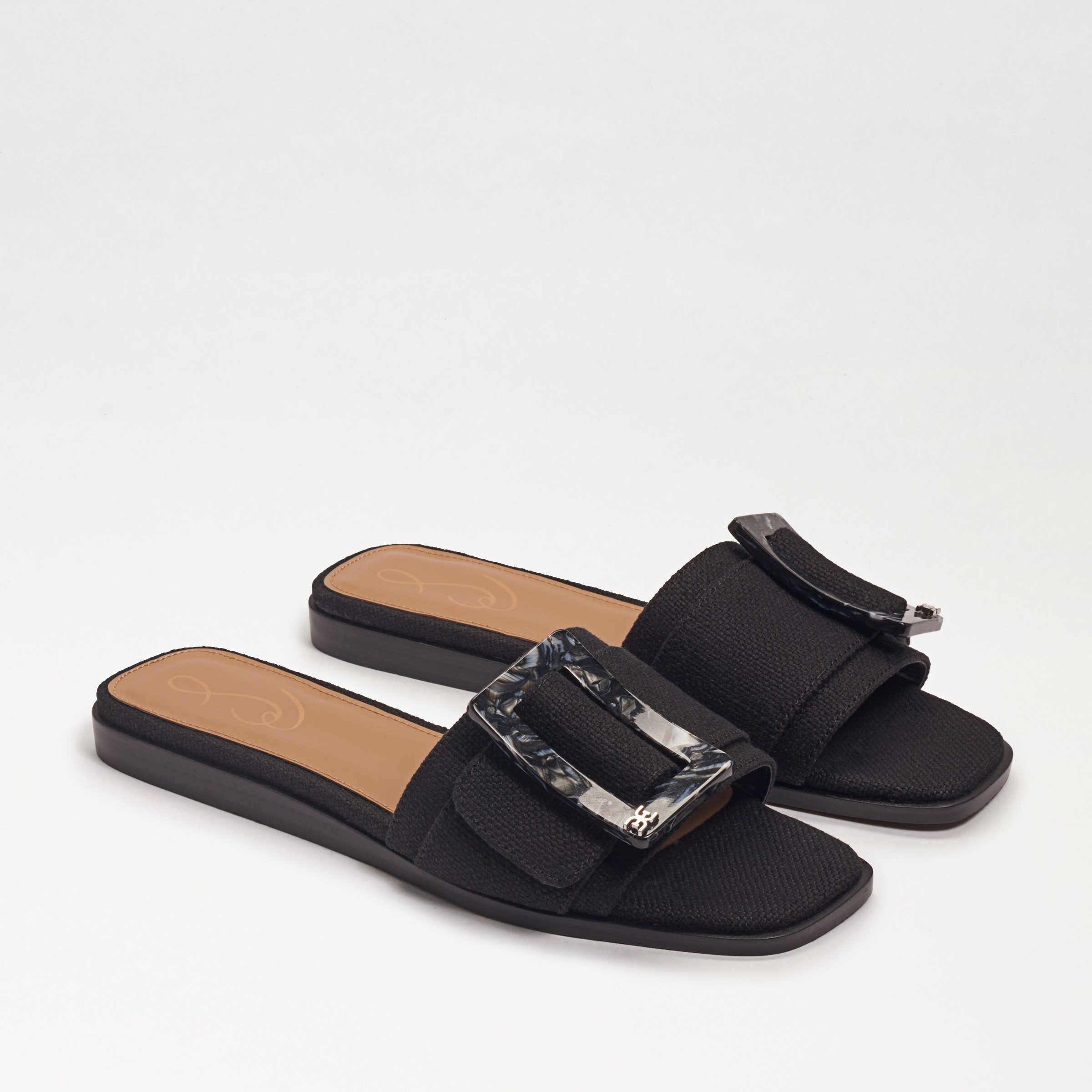 Sam Edelman Inez Slide Sandal Black Linen | Sam Edelman