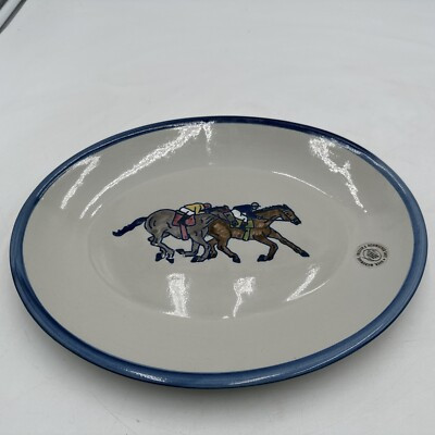 LOUISVILLE STONEWARE KENTUCKY DERBY HORSE JUMP JOCKEY OVAL PLATTER SERVING VTG  | eBay | eBay US