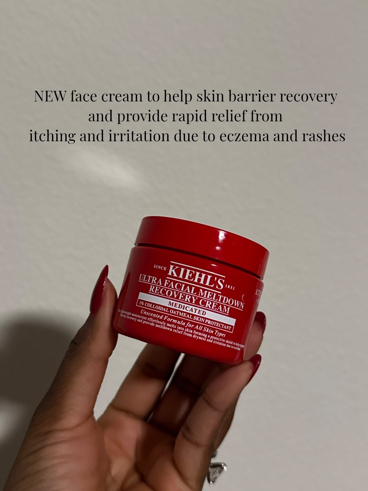 NEW face cream from Kiehl’s to help skin barrier recovery and provide rapid relief from itching and irritation due to eczema and rashes! 