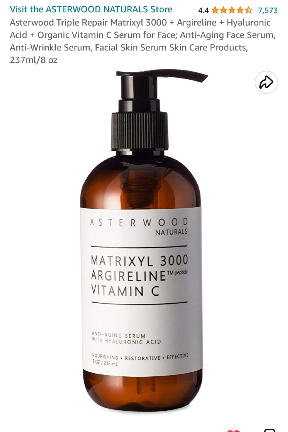 Asterwood Triple Repair Matrixyl 3000 + Argireline + Hyaluronic Acid + Organic Vitamin C Serum for Face; Anti-Aging Face Serum, Anti-Wrinkle Serum, Facial Skin Serum Skin Care Products 

#LTKunder100 #LTKbeauty #LTKunder50