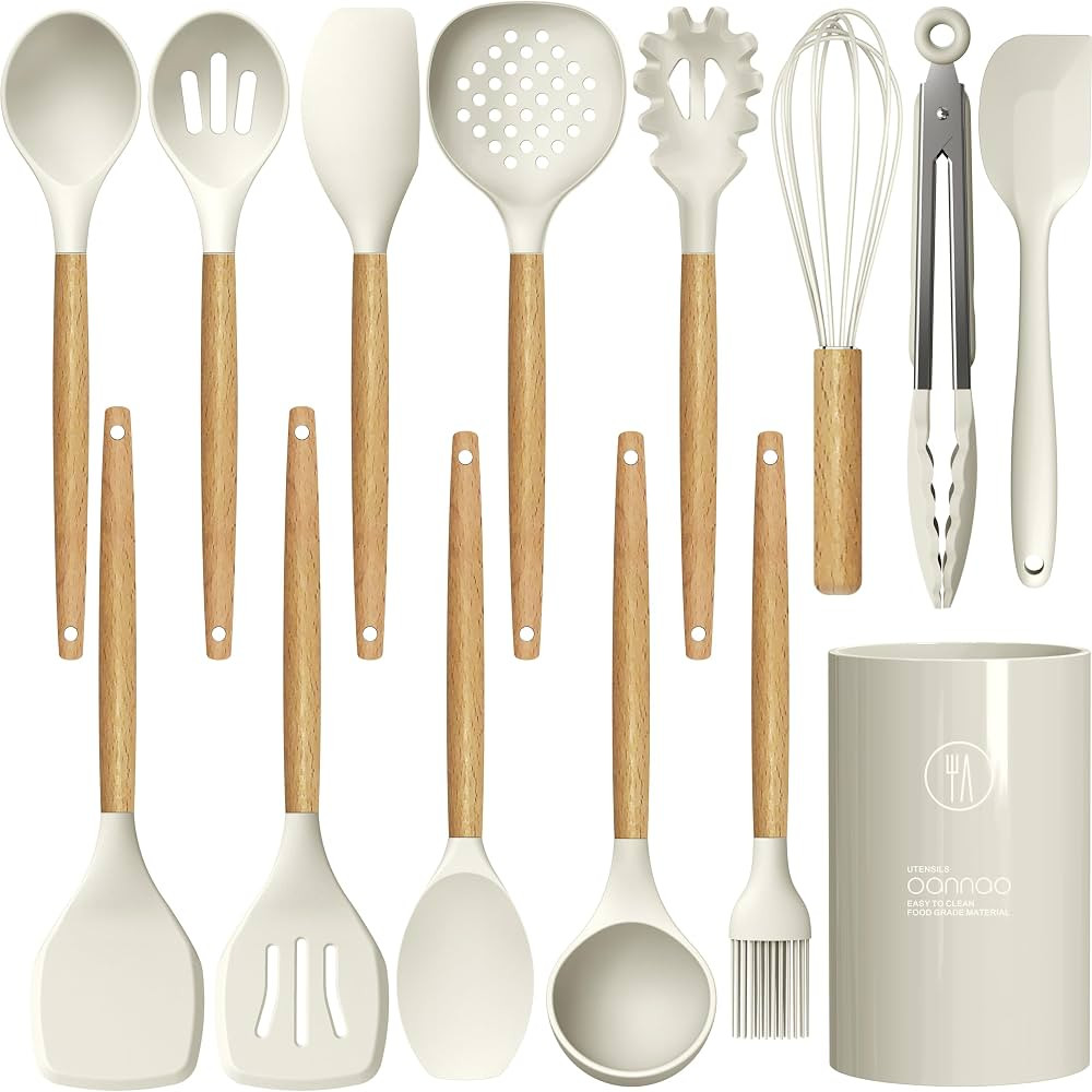 Silicone Cooking Utensils Set - 446°F Heat Resistant Silicone Kitchen Utensils for Cooking,Kitch... | Amazon (US)