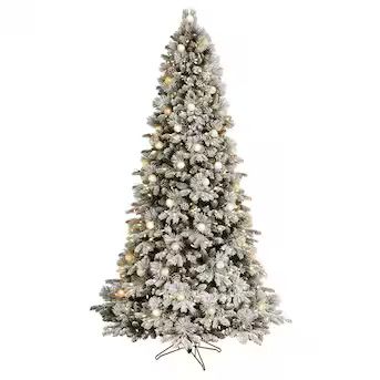 GE 7.5-ft Candlewood Pine Pre-Lit Traditional Flocked Artificial Christmas Tree with 600 Multi-F... | Lowe's