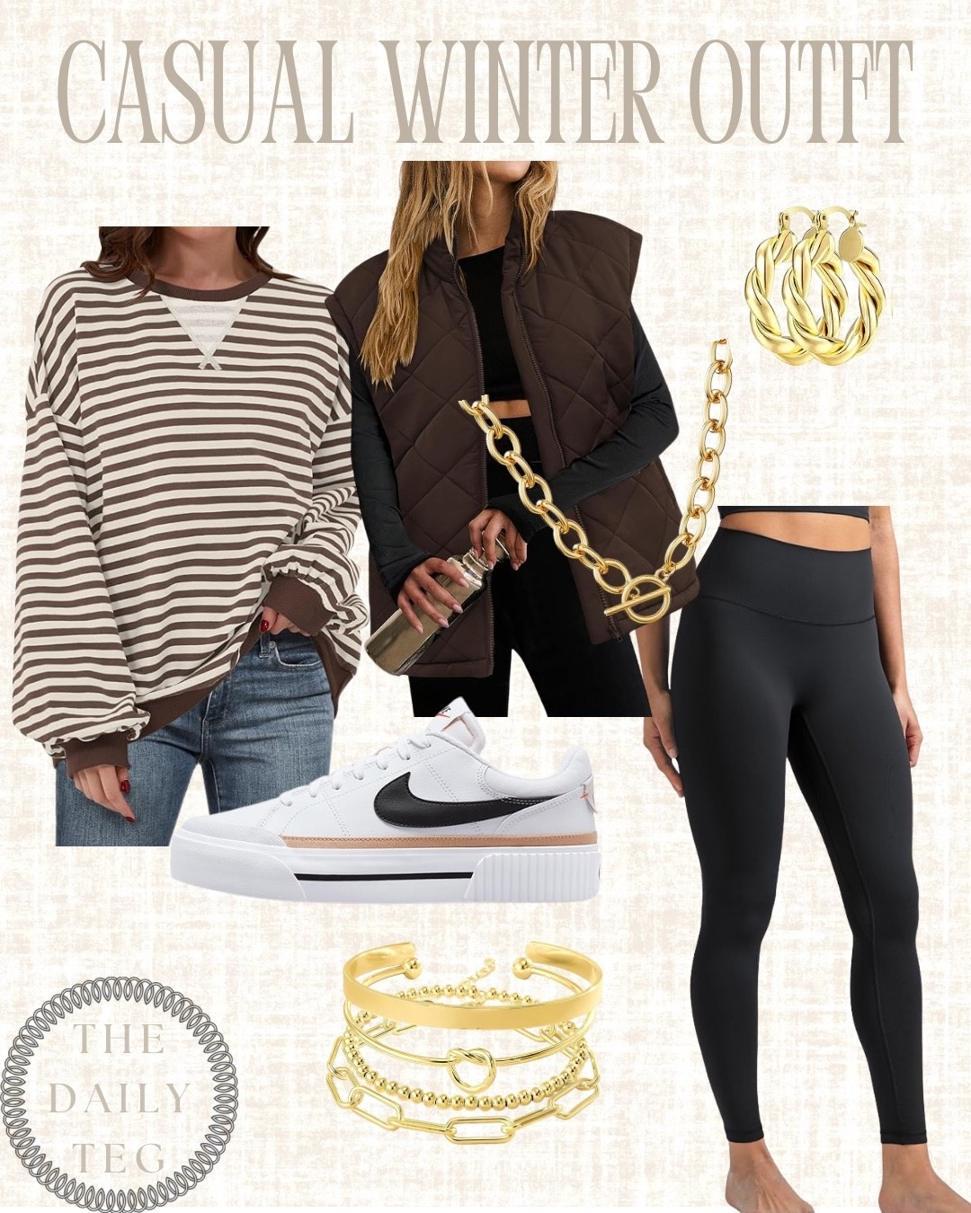 Easy casual winter outfit ❄️
A striped long sleeve, quilted vest, leggings, and everyday sneakers, such an effortless look for running errands or mom life.
#casualwinter #winteroutfit #amazonfashion #everydaystyle #momstyle

#LTKootd #LTKmomlife #LTKgrwm