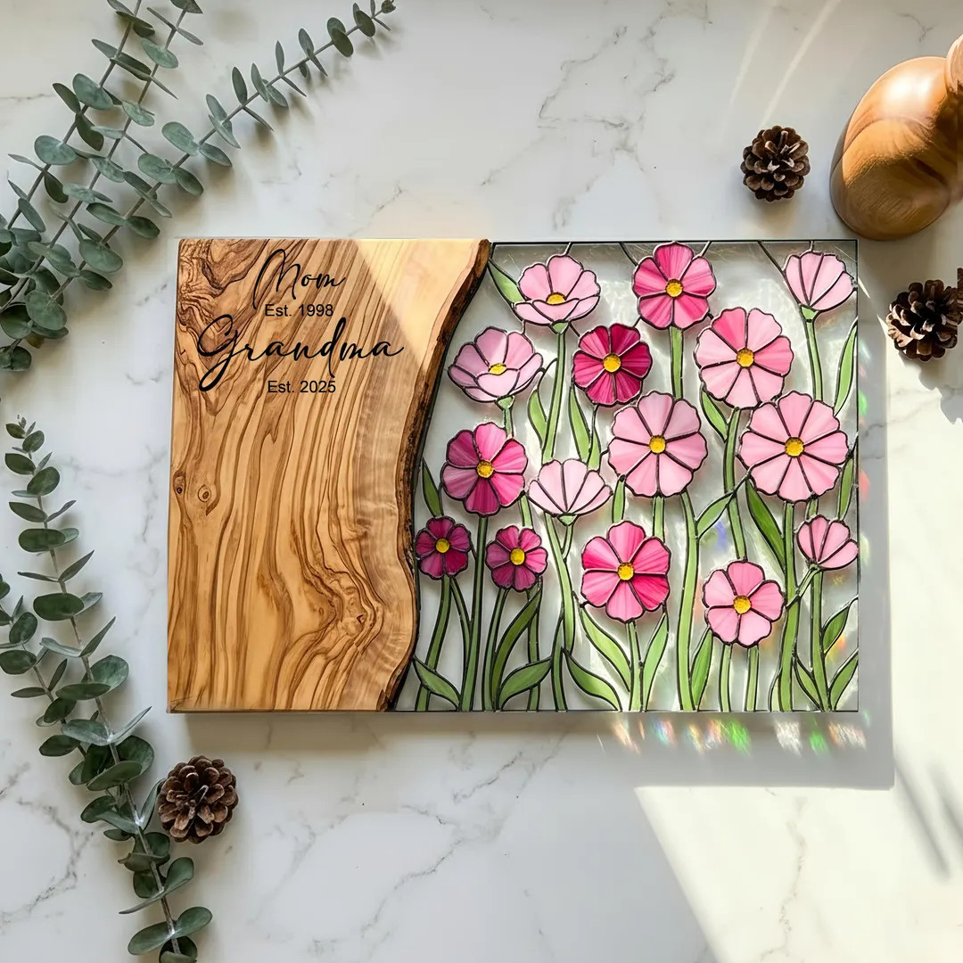 Personalized Mothers Day Gift For Grandma from Grandkids Charcuterie Board Wildflower Stained Gla... | Etsy (Global)