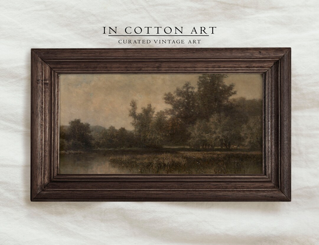 Vintage Dark Panoramic Oil Painting PRINTABLE / Narrow Country Scenery Art Print / Antique Above ... | Etsy (US)