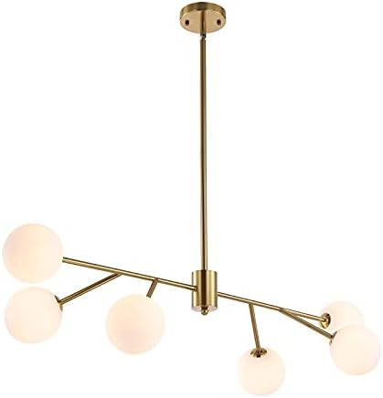 BAODEN 6 Lights Globe Mid Century Chandelier Sputnik Modern Pendant Lighting with G9 Bulb Brushed... | Amazon (US)