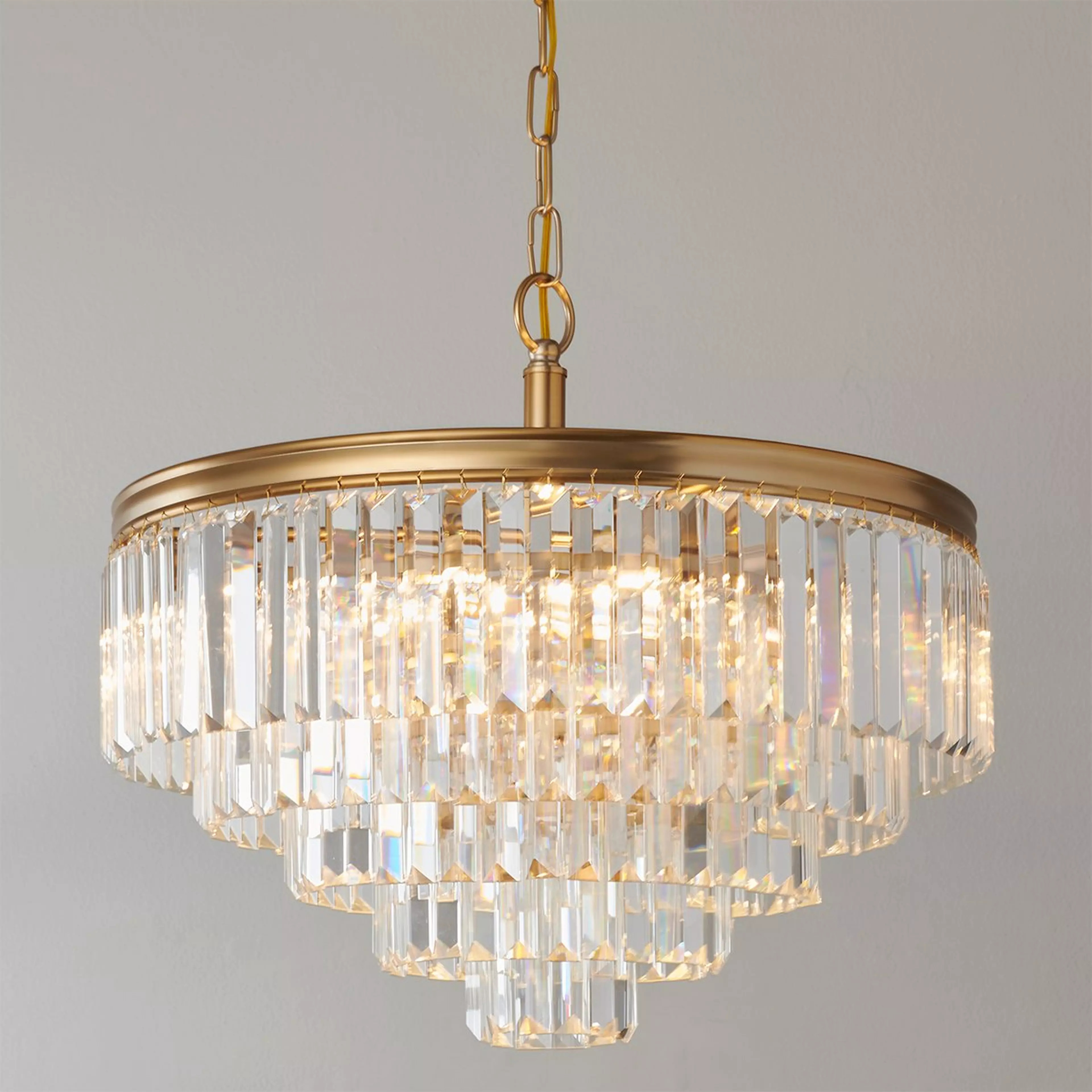 Faceted Glass Layered Convertible Chandelier - 20" | Shades of Light