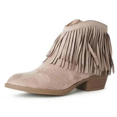 Marrow Women's Ankle Boots - Western Fringe Cowboy Low Heel Bootie | SHEIN