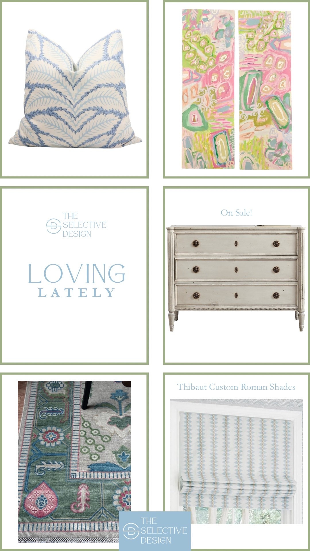 Loving these classic and colorful home decor finds 😍

Pink colorful abstract art, Etsy art, blue coastal pillow, blue designer pillow, beige chest, entry chest, beige nightstand, classic nightstand, colorful oushak rug, custom Roman shade, thibaut Roman shade, grandmillennial home decor, classic home decor, colorful home decor, whimsy home decor

#LTKFindsUnder100 #LTKHome #LTKSaleAlert