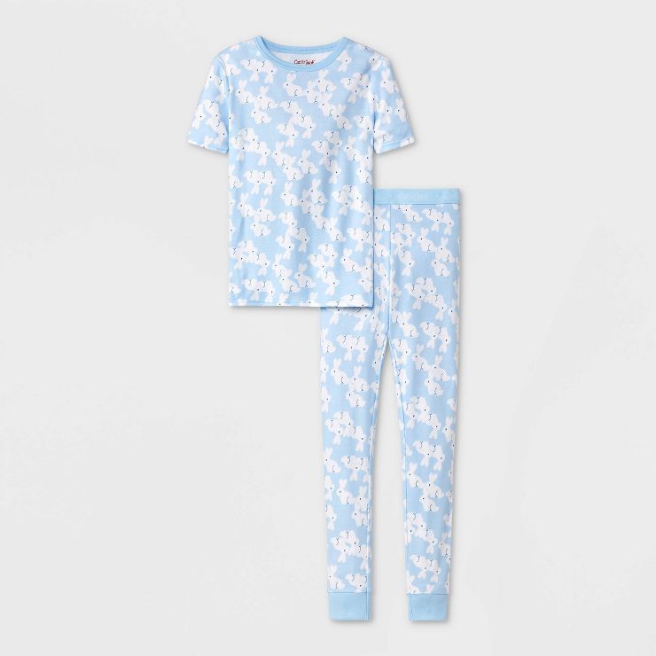 Kids' 2pc Easter Bunny Tight Fit Pajama Set - Cat & Jack™ Light Blue | Target