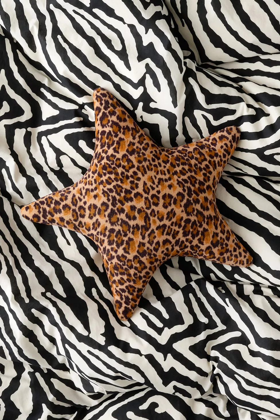 Leopard Star Shaped Velvet Throw Pillow | Urban Outfitters (US and RoW)