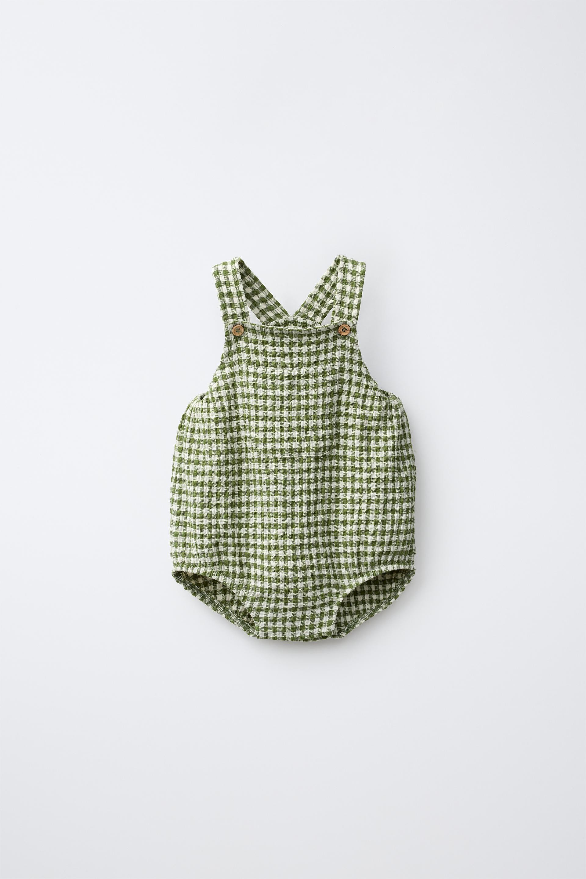 Zara - Gingham Short Romper - Blue Green - 9-12 Months (31,5 Inches) - Kids | Zara US