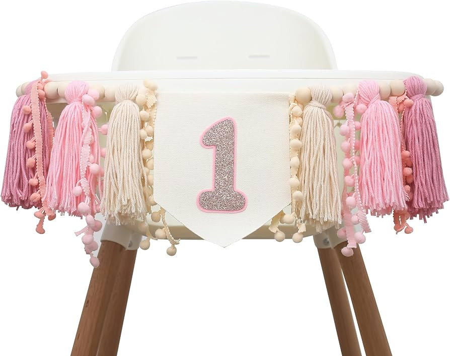 Girls 1st Birthday Tassels High Chair Banner -1st Birthday Decorations for a Girl,Boho First High... | Amazon (US)