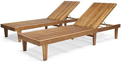 Amazon.com: Addisyn Outdoor Wooden Chaise Lounge (Set of 2), Teak Finish : Patio, Lawn & Garden | Amazon (US)
