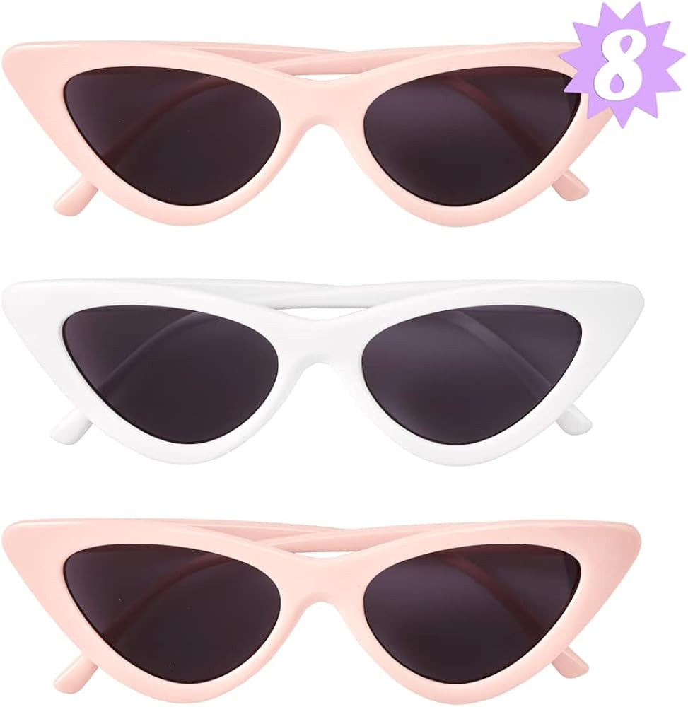 xo, Fetti Bachelorette Sunglasses Set - 8 Pieces | Cat Eye Bach Party Decoration, Pink Bridesmaid... | Amazon (US)