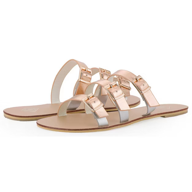 Gallery Seven - Women's Tri-Strap Buckle Slide  Sandal | Target
