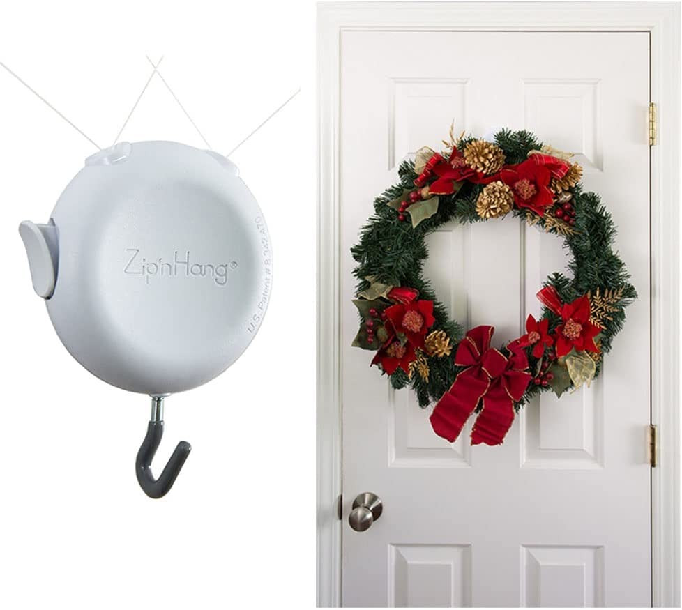 Over The Door Hooks for Damage Free Hanging - ZIPNHANG: Adjustable Door Hanger. Christmas Wreath ... | Amazon (US)