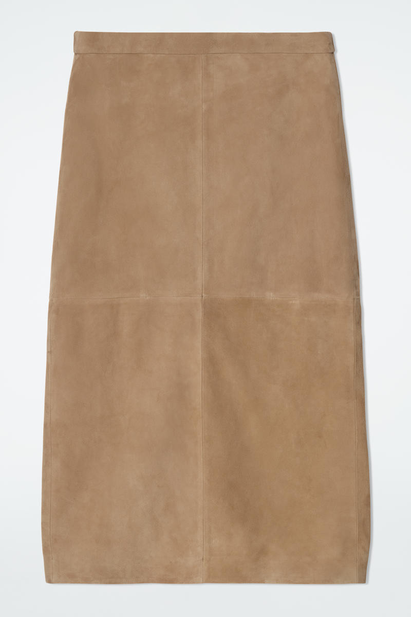 Paneled Suede Drawstring Midi Skirt | COS (US)