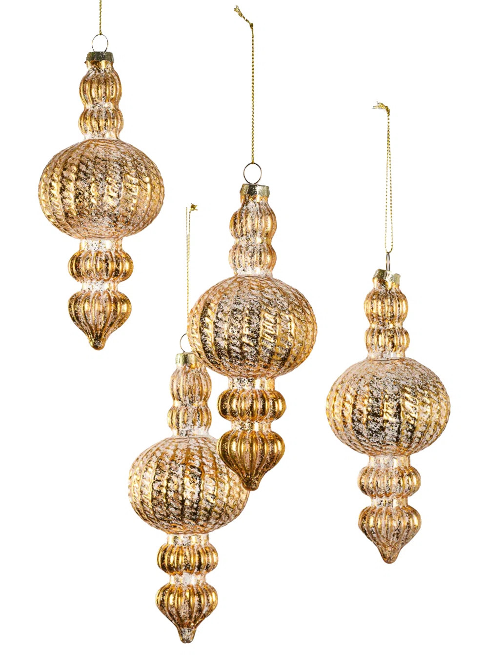 Gold Finial Christmas Ornaments, Vintage-Inspired Ribbed Holiday Decorations, Lightweight Ornamen... | Wayfair North America