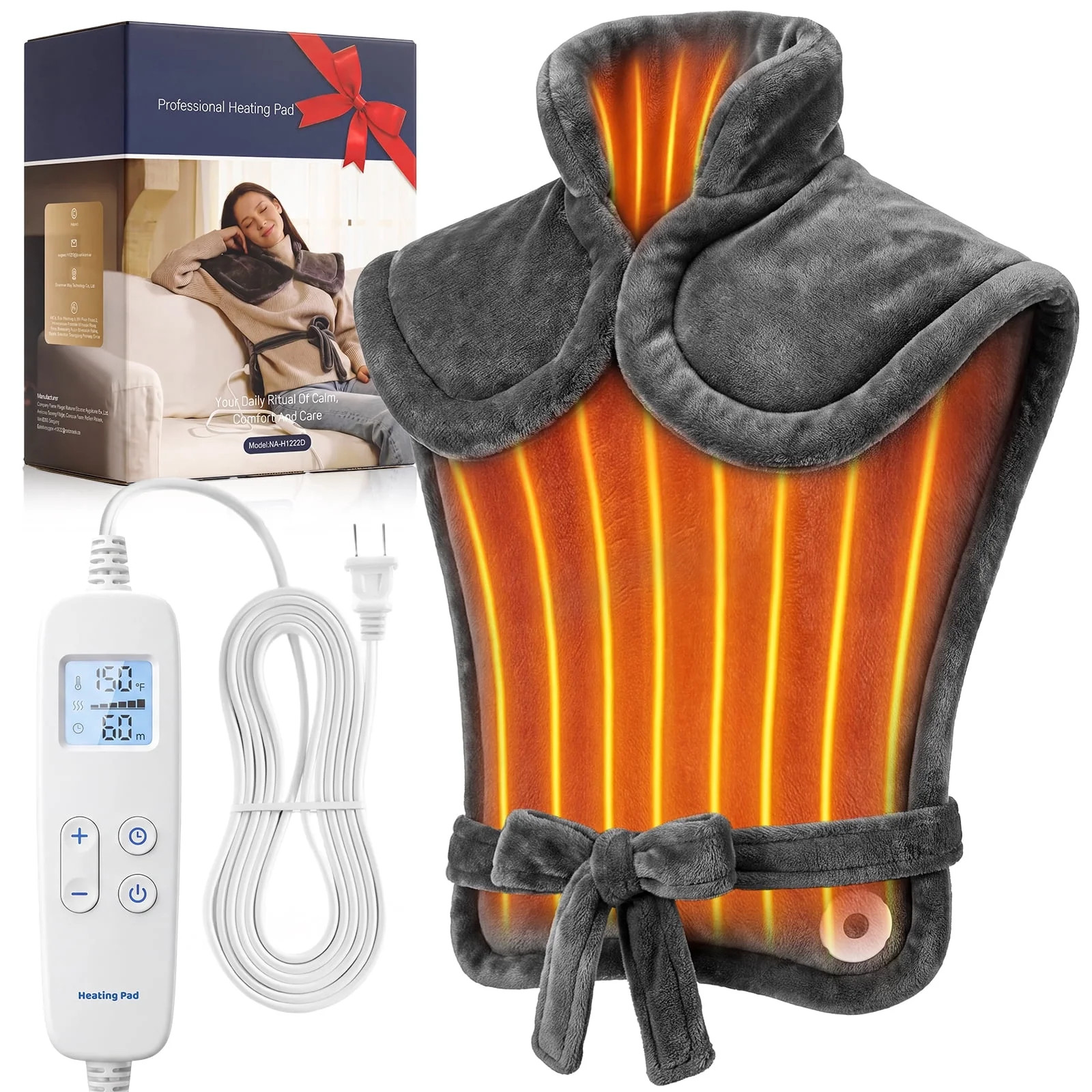 TCVOR Extra Large Heating Pad for Neck and Shoulders and Back, Full Body Flannel Weighted Electri... | Walmart (US)