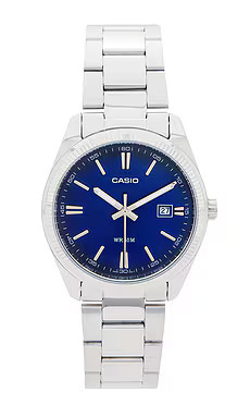 Casio MTP1302 Series Watch in Silver & Blue from Revolve.com | Revolve Clothing (Global)