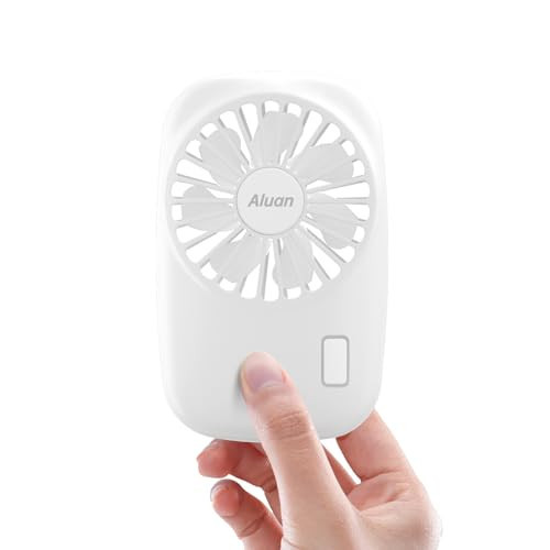 Aluan Handheld Fan Mini Fan Powerful Small Personal Portable Fan Speed Adjustable USB Rechargeable Cooling for Kids Girls Boys Woman Home Office Travel, White | Amazon (US)